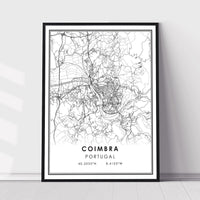 Coimbra, Portugal Modern Style Map Print  