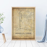 
              Aguadilla, Puerto Rico Vintage Style Map Print
            