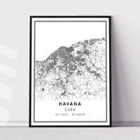 
              Havana, Cuba Modern Style Map Print 
            