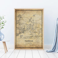 
              Parrish, Florida Vintage Style Map Print
            