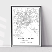 Quetzaltenango, Guatemala Modern Style Map Print 