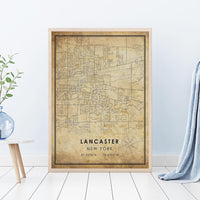 
              Lancaster, New York Vintage Style Map Print 
            