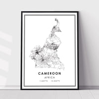 
              Cameroon, Africa Modern Style Map Print 
            