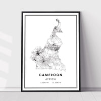 Cameroon, Africa Modern Style Map Print 