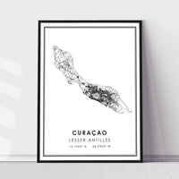 
              Curacao, Lesser Antilles Modern Style Map Print 
            