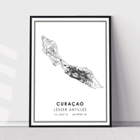 Curacao, Lesser Antilles Modern Style Map Print 