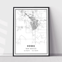 
              Hobbs, New Mexico Modern Style Map Print 
            