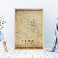 
              Old Hickory, Nashville, Tennessee Vintage Style Map Print 
            