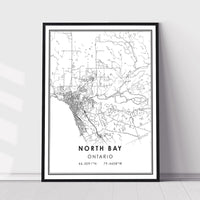 North Bay, Ontario Modern Style Map Print 