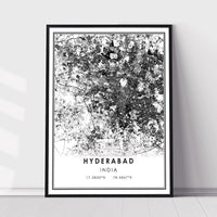 
              Hyderabad, Telangana Modern Style Map Print 
            