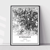 Hyderabad, Telangana Modern Style Map Print 