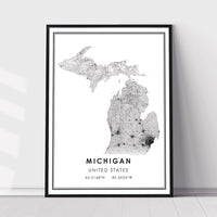 
              Michigan, United States Modern Style Map Print 
            