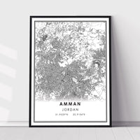 Amman, Jordan Modern Style Map Print 