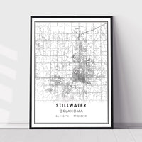 Stillwater, Oklahoma Modern Map Print 