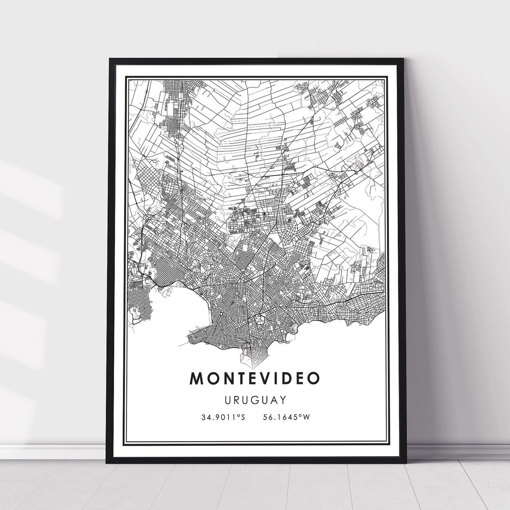 Montevideo, Uruguay Modern Style Map Print 