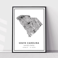 
              South Carolina, United States Modern Style Map Print 
            
