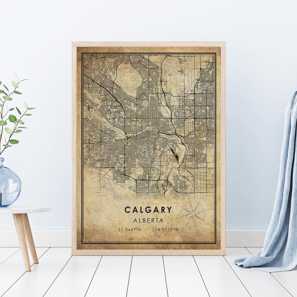 Calgary, Alberta Vintage Style Map Print 