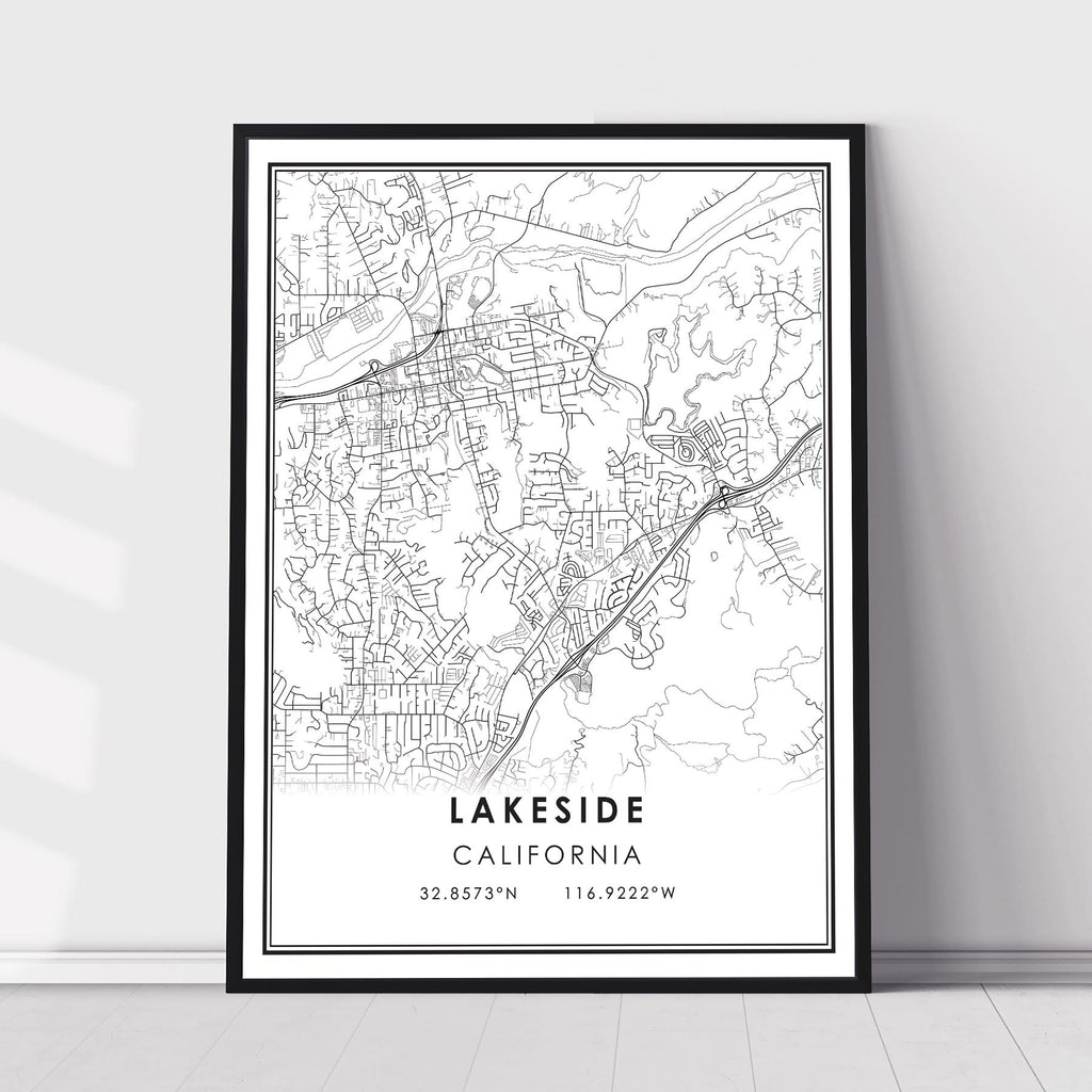 Lakeside, California Modern Map Print 