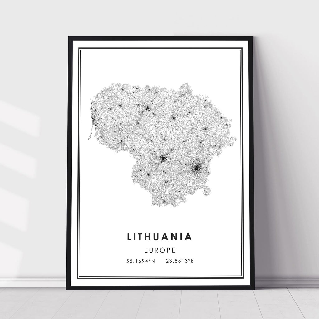 Lithuania, Europe Modern Style Map Print