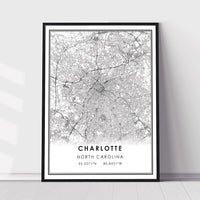 Charlotte, North Carolina Modern Map Print 