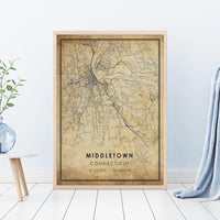 
              Middletown, Connecticut Vintage Style Map Print 
            
