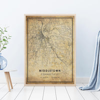 Middletown, Connecticut Vintage Style Map Print 