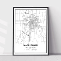 
              Watertown, Wisconsin Modern Map Print 
            