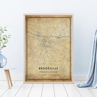 
              Brookville, Pennsylvania Vintage Style Map Print 
            