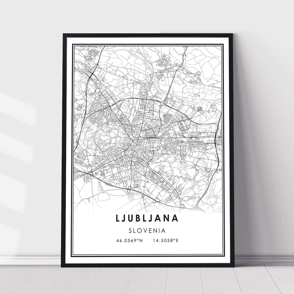 Ljubljana, Slovenia Modern Style Map Print