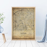 
              Tucker, Georgia Vintage Style Map Print 
            