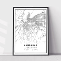 
              Kandahar, Afghanistan Modern Style Map Print 
            