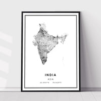 
              India, Asia Modern Style Map Print 
            
