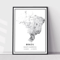 
              Brazil, South America Modern Style Map Print 
            