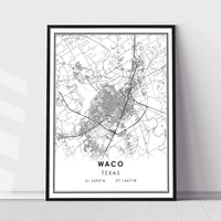 Waco, Texas Modern Map Print 