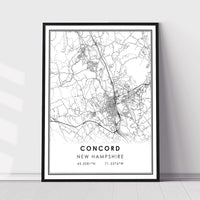 Concord, New Hampshire Modern Map Print 