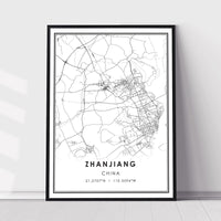 
              Zhanjiang, China Modern Style Map Print 
            