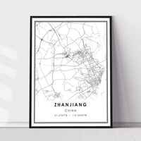 Zhanjiang, China Modern Style Map Print 