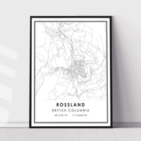 
              Rossland, British Columbia Modern Style Map Print 
            