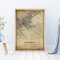 
              Columbia, South Carolina Vintage Style Map Print
            