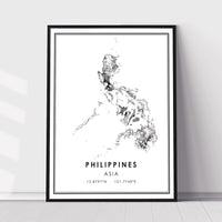 Philippines, Asia Modern Style Map Print 