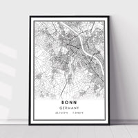 Bonn, Germany Modern Style Map Print 