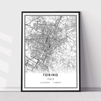 Torino, Italy Modern Style Map Print 
