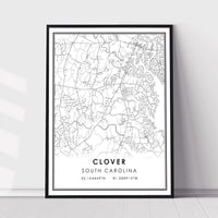 
              Clover, South Carolina Modern Map Print 
            