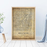 
              Boca Raton, Florida Vintage Style Map Print 
            