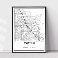 
              Lewisville, Texas Modern Map Print 
            