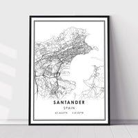 
              Santander, Spain Modern Style Map Print 
            