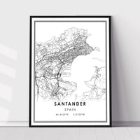 Santander, Spain Modern Style Map Print 