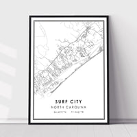 Surf City, North Carolina Modern Map Print 