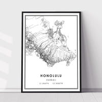 
              Honolulu, Hawaii Modern Map Print 
            