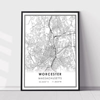 
              Worcester, Massachusetts Modern Map Print 
            